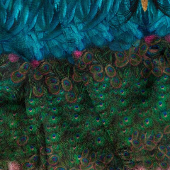 Peacock Feathers Parade Long Scarf Shawl Wrap - Picture 8 of 11
